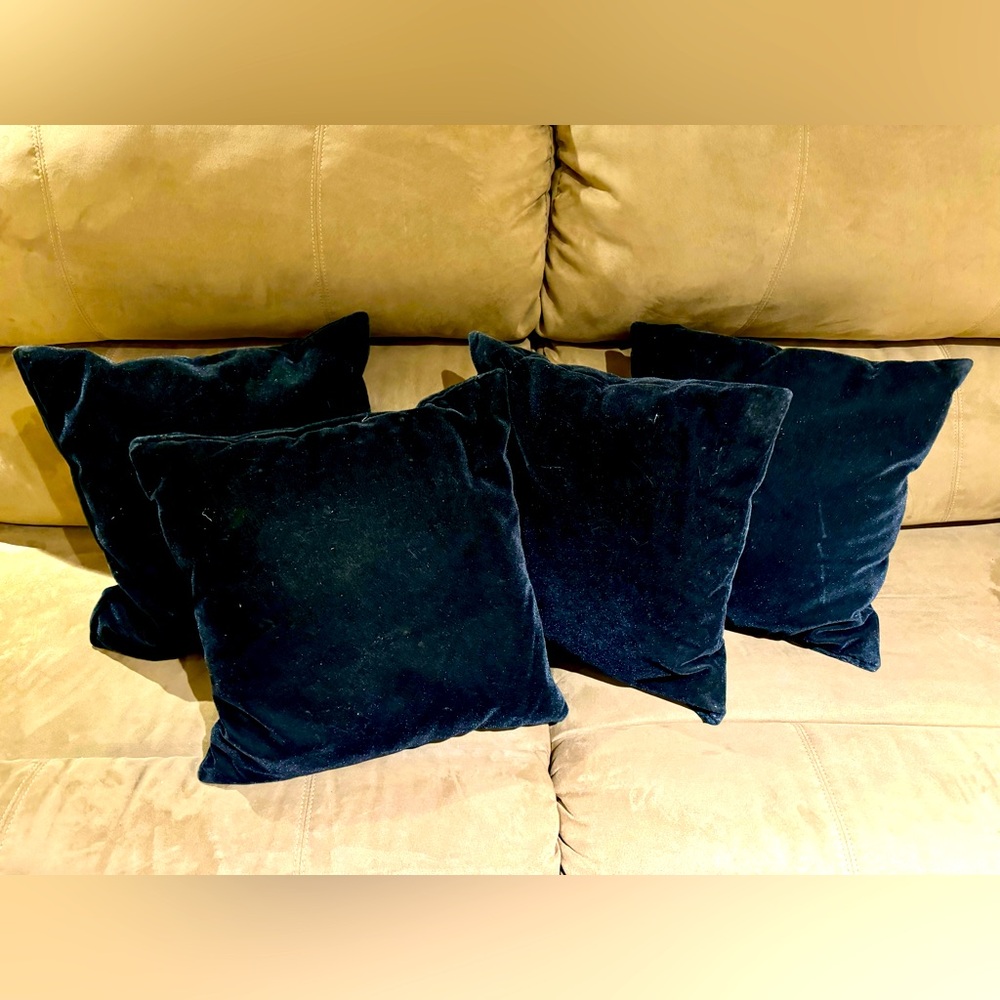 Vintage Black Velvet Throw Pillows (Set of 4)